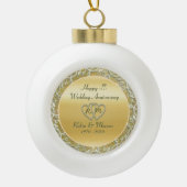 記念日/結婚情報を挿入して下さい セラミックボールオーナメント (正面)