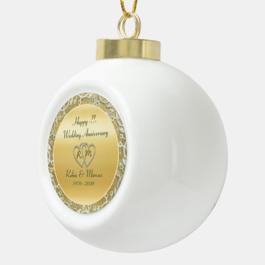 記念日/結婚情報を挿入して下さい セラミックボールオーナメント (右)