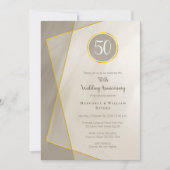 記念日 誕生日 50周年 アンティーク グレー ゴールド フレーム 招待状 (正面)