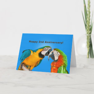 記念日 2周年、愛のインコ カード