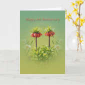 記念日、8周年、赤いルブラチューリップ カード (黄色い花)