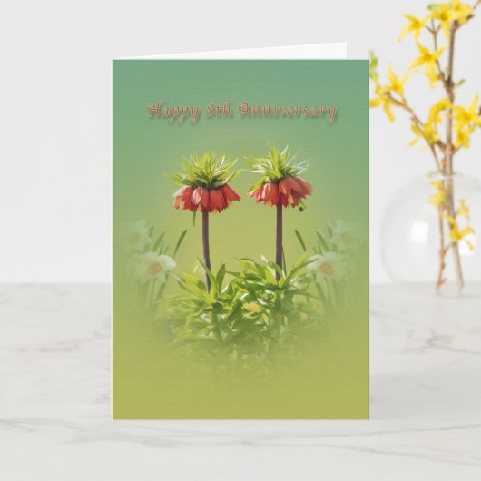 記念日、8日、赤いRubra Tullips カード (黄色い花)