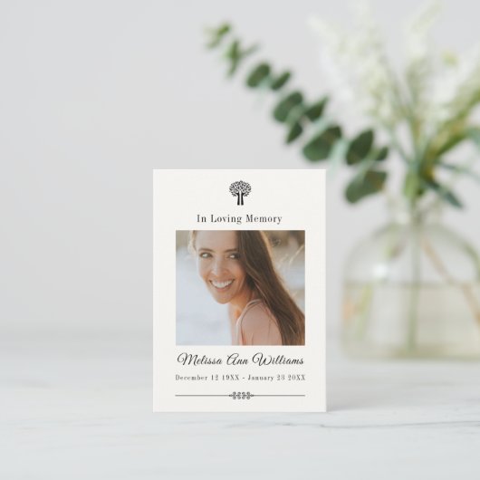 記念木を愛する葬儀の記念カード 名刺 (スタンド正面)