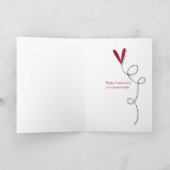 記念木製赤いハートとデイジー束 カード (内部)