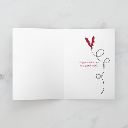 記念木製赤いハートとデイジー束 カード (内部)