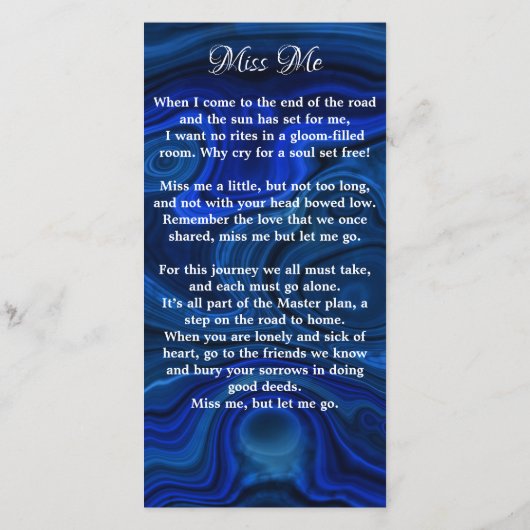 記念歌葬儀祈りの言葉しおり青い大理石 (裏面)