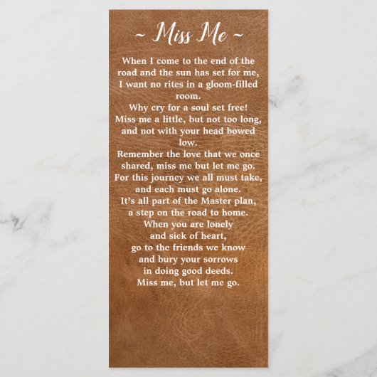 記念歌葬儀祈りの言葉カードしおり革 メニュー (裏面)