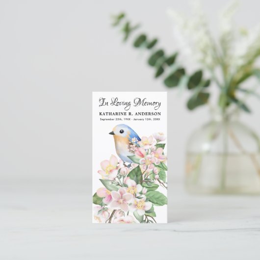 記念歌葬儀祈りの言葉カード鳥フローラ コーリングカード (スタンド正面)