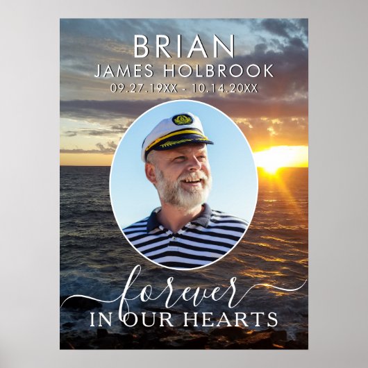 記念海の日没の写真が永遠に私たちのハート ポスター (正面)