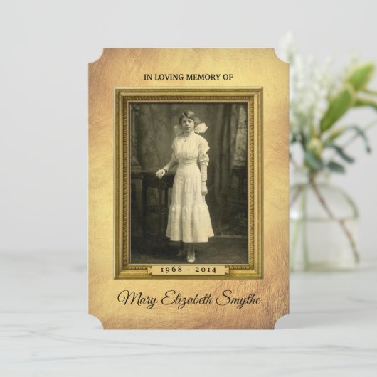 記念物はあなたの写真のヴィンテージによって絵を描かれる金ゴールドフレームを加えます 案内状 (スタンド正面)