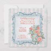 記念物はあなたの写真の水彩画の花を縞で飾ります加えます 招待状 (裏面)