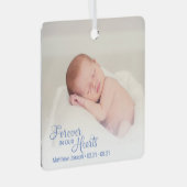 記念男の赤ちゃん写真Forever In Ourハート メタルオーナメント (正面右)