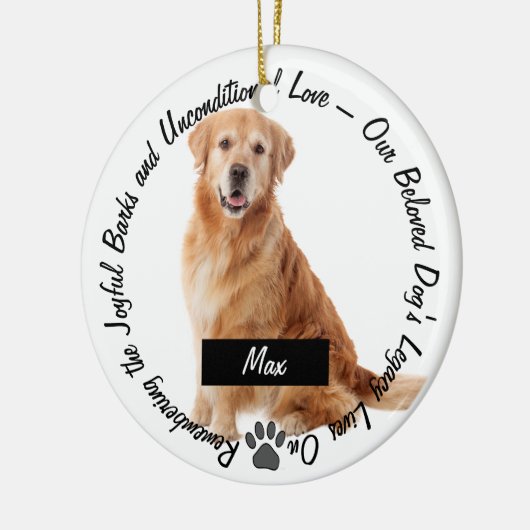 記念碑が残る形見の犬の写真 セラミックオーナメント (左)