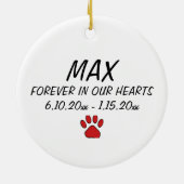 記念碑が残る形見の犬の写真 セラミックオーナメント (裏面)