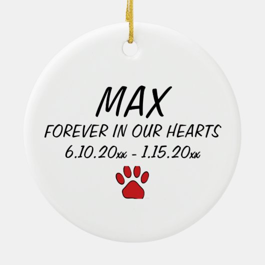 記念碑が残る形見の犬の写真 セラミックオーナメント (裏面)