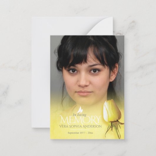 記念碑と葬儀のための黄色のバラのメモリーカード ノートカード (正面)