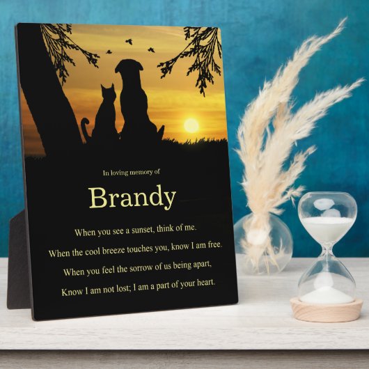 記念碑の犬の猫ペットとスピリチュアル詩 フォトプラーク (側面)