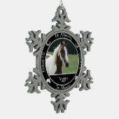 記念碑 – 馬のカスタム紛失 – 写真/名前 スノーフレークピューターオーナメント (左)