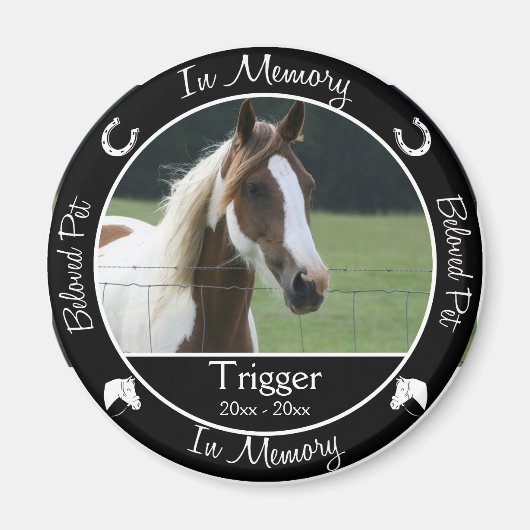 記念碑 – 馬の損失 – カスタム写真/名前 マグネット (正面)
