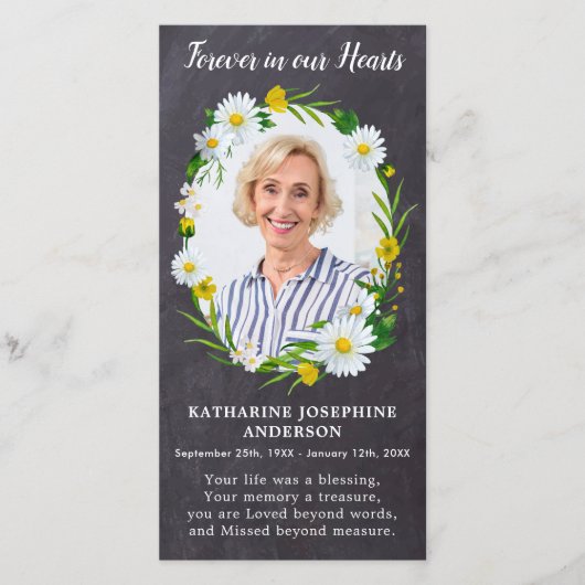 記念祈りの言葉カード葬儀しおり写真フローラ (正面)