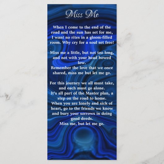 記念祈りの言葉カード葬儀しおり写真付き (裏面)