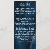 記念祈りの言葉カード葬儀しおり青い写真 (裏面)