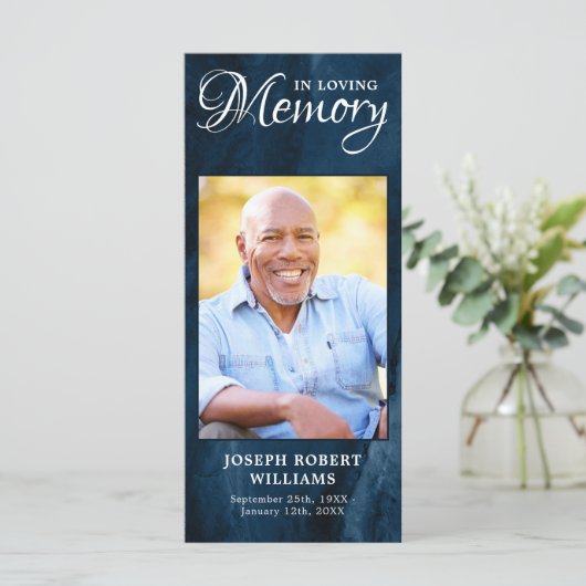 記念祈りの言葉カード葬儀しおり青い写真 (スタンド正面)