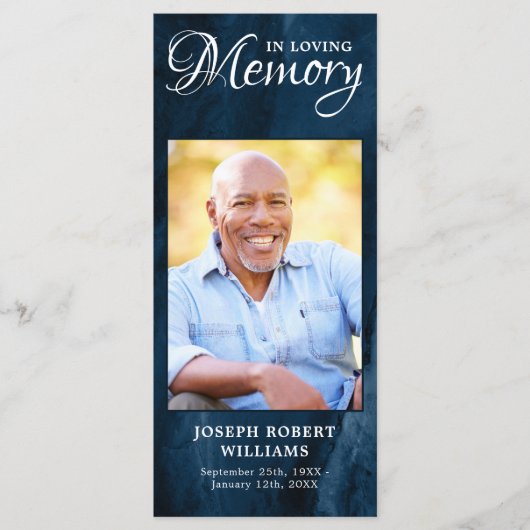 記念祈りの言葉カード葬儀しおり青い写真 (正面)