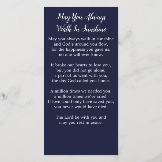 記念祈りの言葉カード退役軍人葬儀アメリカ国旗 (裏面)