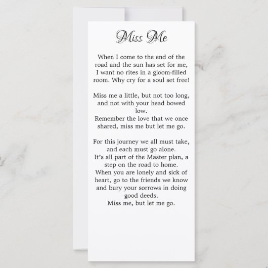 記念祈りの言葉カード2写真葬式ブックマーク (裏面)