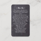 記念祈りの言葉カー素朴ドシンプルフォト葬儀 コーリングカード (裏面)