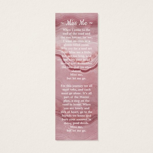 記念祈りの言葉バラクォーツフォト葬儀ブックマーク (裏面)