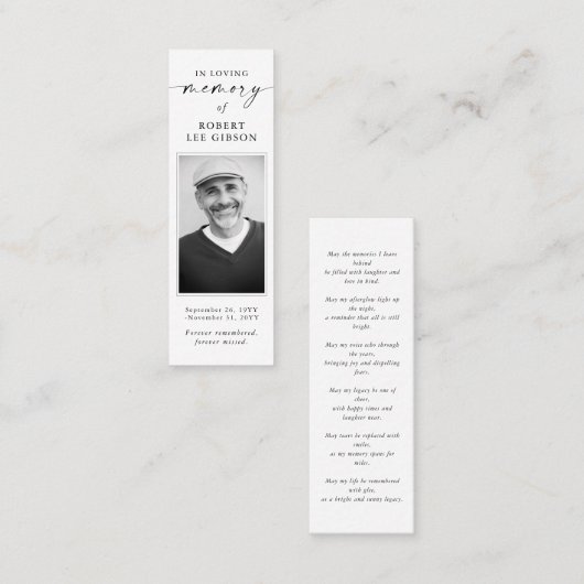 記念祈りの言葉悔やみや弔慰葬式ブックマークカード スキニー名刺 (正面/裏面)