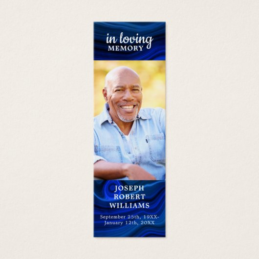 記念祈りの言葉葬儀詩ブックマークブルー大理石 (正面)