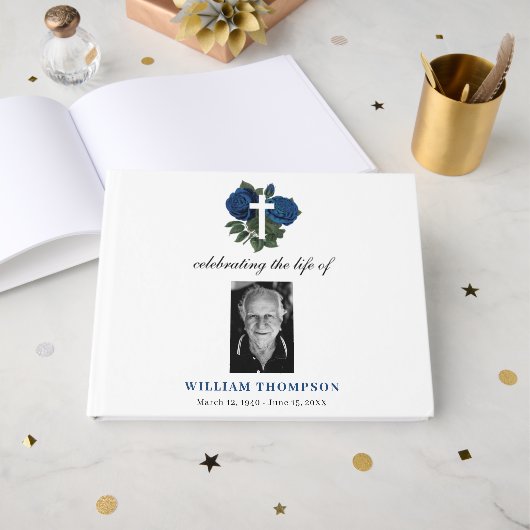 記念祝の写真葬儀の生活 ゲストブック (正面見開き)