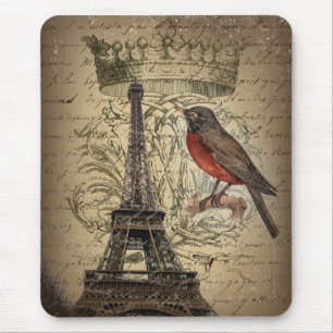 記念祭の王冠のフランスのな鳥のパリエッフェル塔 マウスパッド