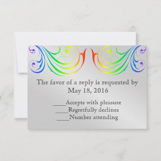 記念祭の虹のハートのRsvpの招待状 出欠カード (裏面)