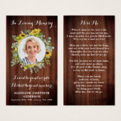 記念素朴ひまわり葬儀祈りの言葉カード (正面&裏面)