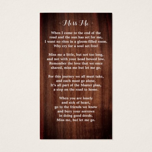 記念素朴ひまわり葬儀祈りの言葉カード (裏面)