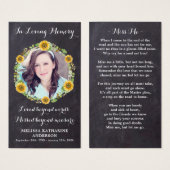 記念素朴ひまわり葬儀祈りの言葉カード (正面&裏面)