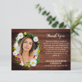 記念素朴デイジーフローラ悔やみや弔慰葬儀 サンキューカード (スタンド正面)