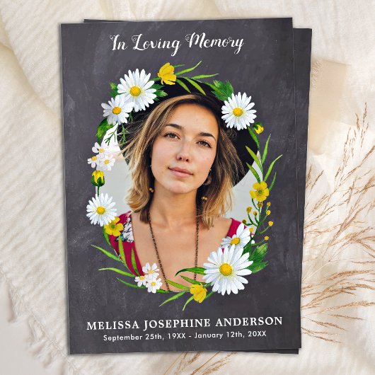 記念素朴フローラ写真祈りの言葉カード葬儀