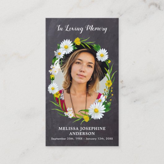 記念素朴フローラ葬儀祈りの言葉カード写真 コーリングカード (正面)