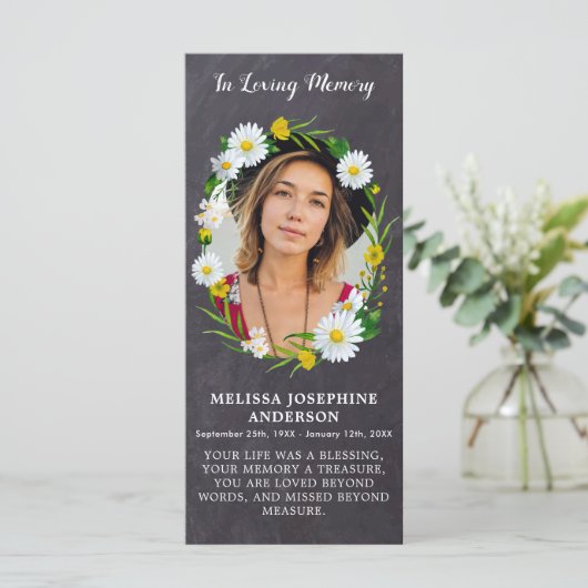 記念素朴写真フローラ葬儀祈りの言葉カードB (スタンド正面)