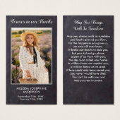 記念素朴写真悔やみや弔慰葬儀祈りの言葉カード (正面&裏面)