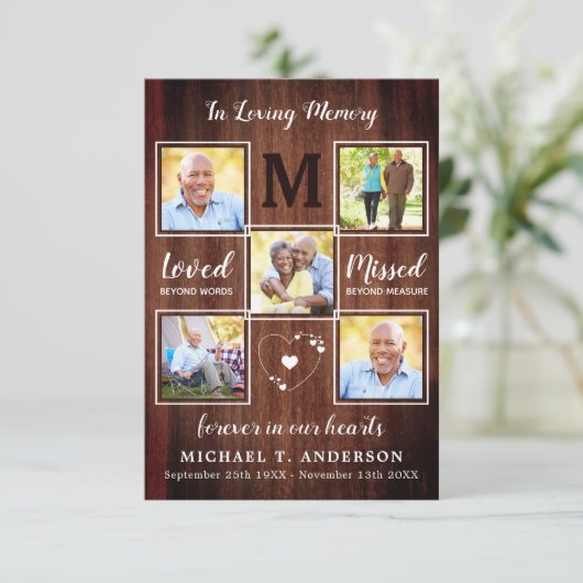 記念素朴悔やみや弔慰写真コラージュ葬儀 サンキューカード (スタンド正面)