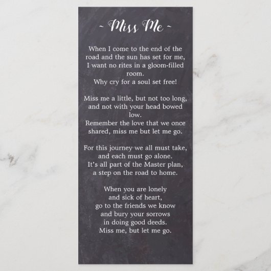 記念素朴植物葬式祈りの言葉カード詩 (裏面)