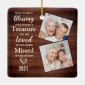 記念素朴記念ファミリー写真思い出 セラミックオーナメント (裏面)