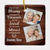 記念素朴記念ファミリー写真思い出 セラミックオーナメント (正面)