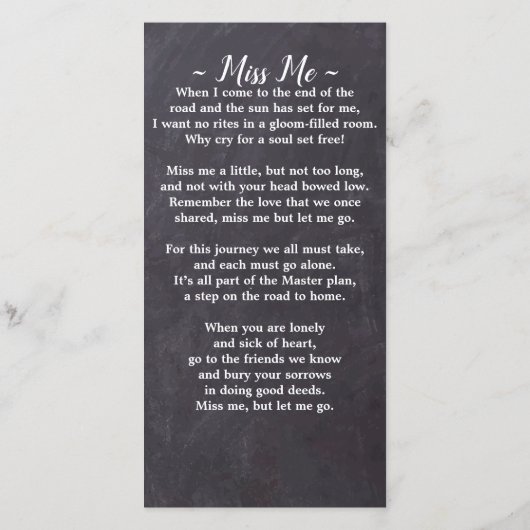 記念素朴詩葬儀祈りの言葉しおりカード サンキューカード (裏面)